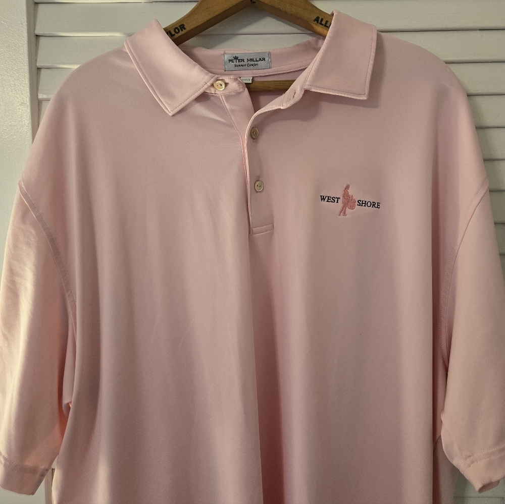 Peter Millar Mens Polo, Light Pink, 2XL / XXL, Excellent/Like New Condition